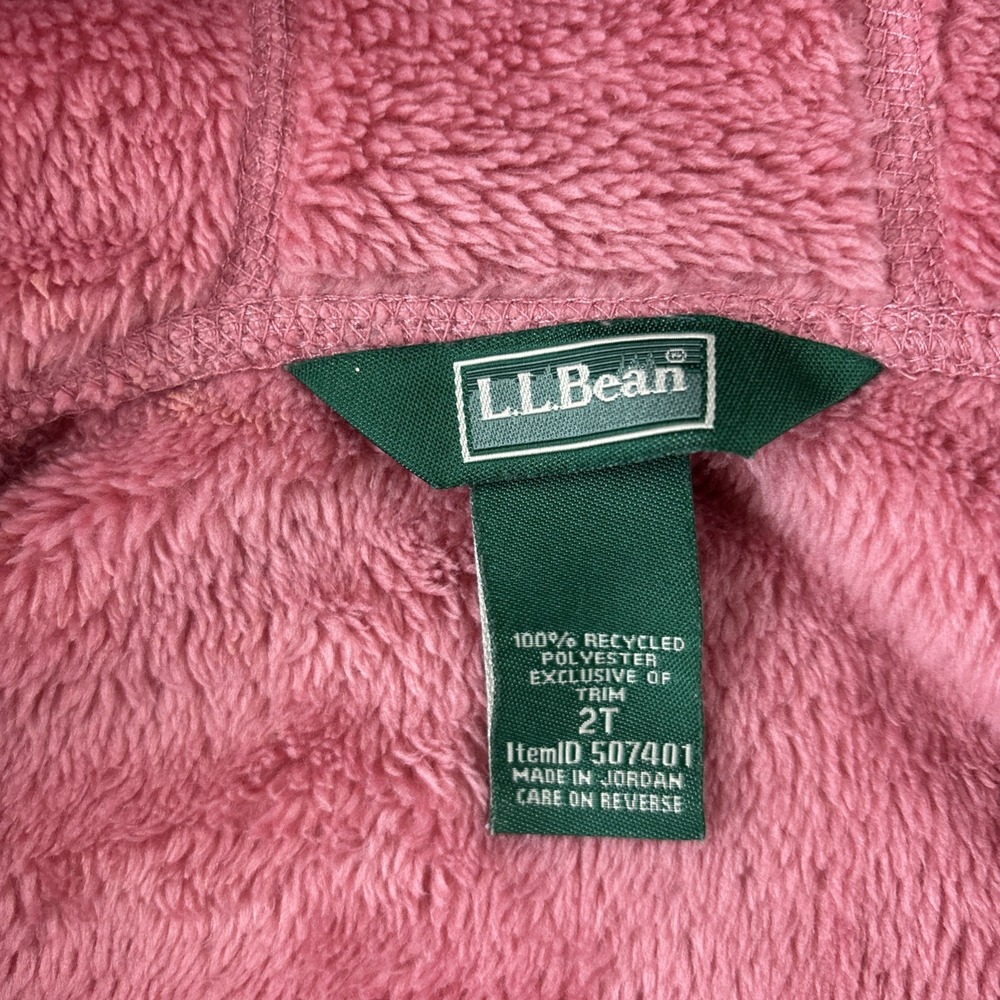 LL BEAN Hi-Pile Fleece Jacket Toddler Girls 2T Rose Pink Full Zip Bear Ears EUC - Picture 3 of 13